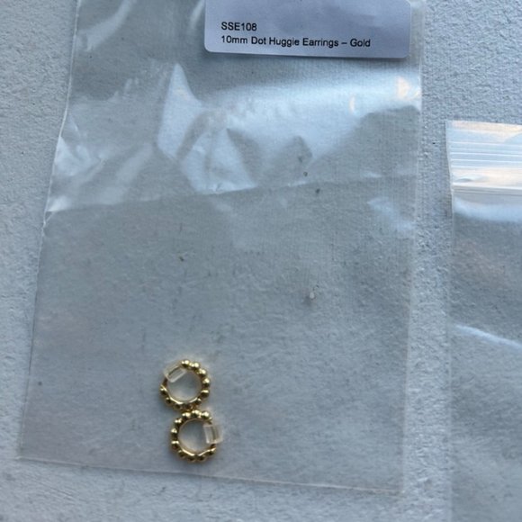 Mini Dot Huggie Hoop Earrings - Picture 2 of 3